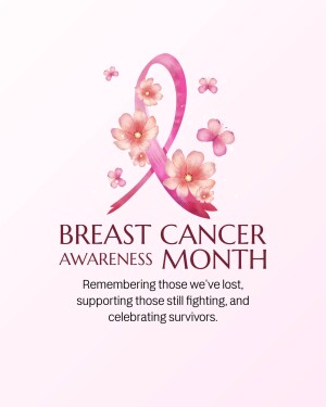 Pink ribbon with flowers for Breast Cancer Awareness