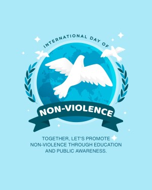 Illustration depicting the International Day of Non-Violence with a dove and globe.
