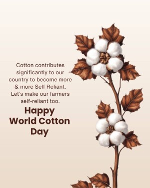 Illustration of cotton plant with text celebrating World Cotton Day