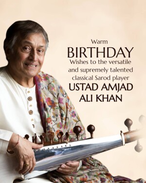 Portrait of Ustad Amjad Ali Khan with his Sarod