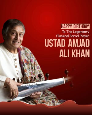 Portrait of Ustad Amjad Ali Khan with his Sarod