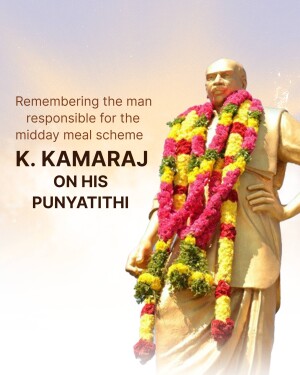 Statue of K. Kamaraj adorned with a garland