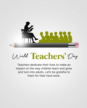 Illustration of a teacher with students formed as a pencil for World Teachers' Day