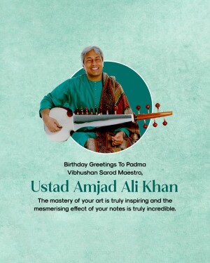 Portrait of Ustad Amjad Ali Khan with his Sarod