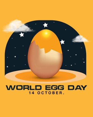 Illustration of a cracked egg with a sunrise background for World Egg Day