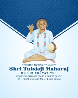 Portrait of Shri Tukdoji Maharaj with text tribute