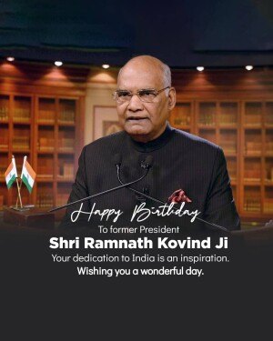 Portrait of Shri Ramnath Kovind Ji with birthday greetings