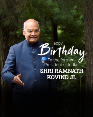 Portrait of Shri Ramnath Kovind with birthday greetings