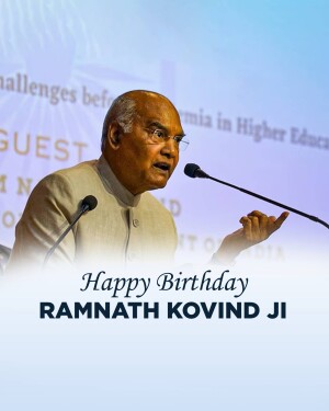 Image of Ram Nath Kovind with a birthday greeting