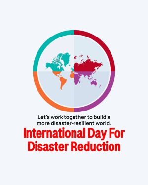 World map divided into colored sections with text promoting disaster resilience.