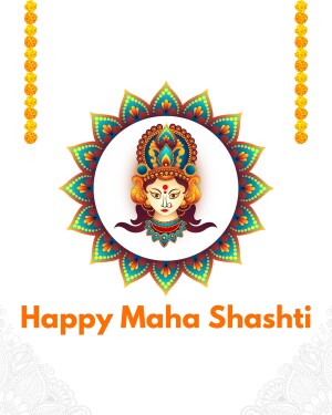 Illustration of Goddess Durga for Maha Shashti