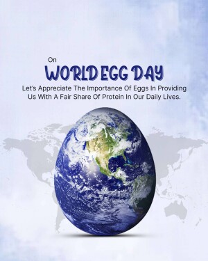 World Egg Day graphic with an egg shaped Earth