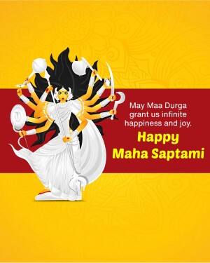 Image of Goddess Durga with Maha Saptami greetings