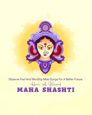 Illustration of Goddess Durga for Maha Sashthi festival