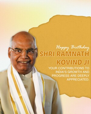 Portrait of Shri Ramnath Kovind, former President of India, with birthday greetings.