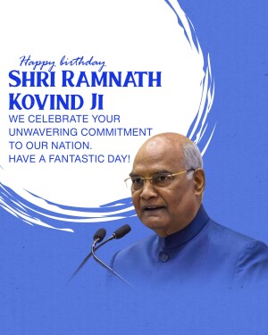 Portrait of Shri Ramnath Kovind with birthday wishes