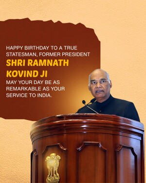 Portrait of Shri Ramnath Kovind, Former President of India, with birthday greetings.