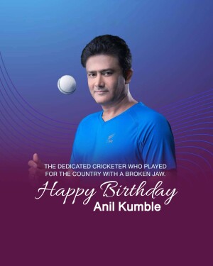 Anil Kumble birthday greeting with a portrait of the cricketer