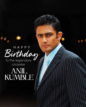 Portrait of Anil Kumble with birthday wishes