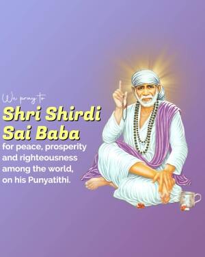 Image of Shri Shirdi Sai Baba with text wishing for peace and prosperity.