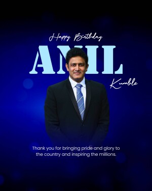 Anil Kumble portrait with birthday greetings