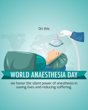 Illustration for World Anesthesia Day featuring a patient under anesthesia with a surgical light.