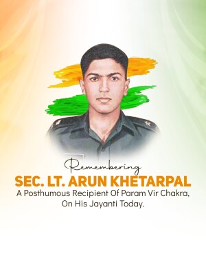 Portrait of Arun Khetarpal, a posthumous Vir Chakra recipient