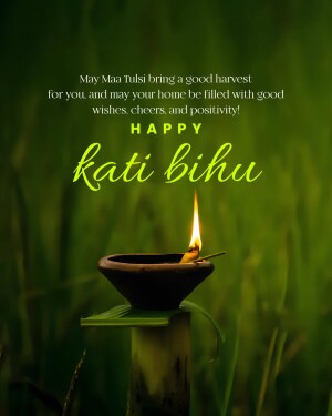 Kati Bihu celebration with a lit lamp in a paddy field