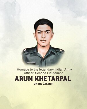 Portrait of Second Lieutenant Arun Khetarpal, Indian Army