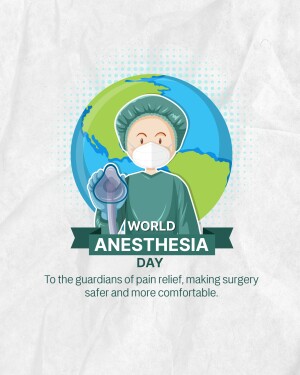 Illustration depicting a healthcare worker with a globe for World Anesthesia Day
