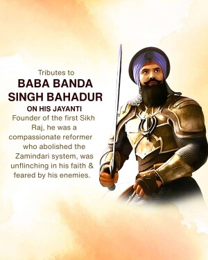 Portrait of Baba Banda Singh Bahadur, a Sikh warrior and reformer.