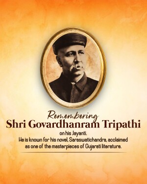 Portrait of Shri Govardhanram Tripathi, a Gujarati novelist