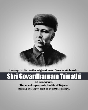 Portrait of Shri Govardhanram Tripathi, author of Saraswatichandra