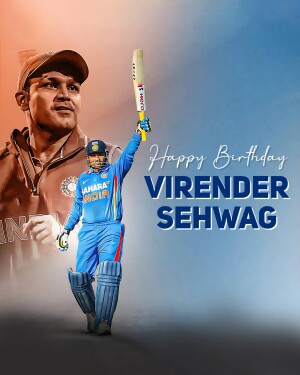 Portrait of Indian cricketer Virender Sehwag celebrating his birthday.