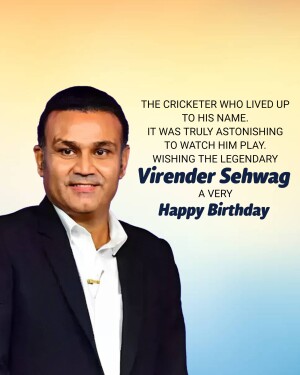 Portrait of Virender Sehwag with birthday wishes