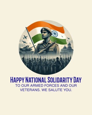 Image depicting a soldier with the Indian flag and military elements, celebrating National Solidarity Day.