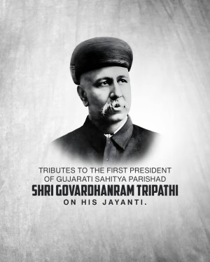 Portrait of Shri Govardhanram Tripathi, first president of Gujarati Sahitya Parishad