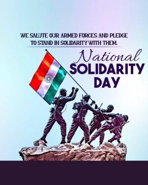 Image depicting National Solidarity Day with Indian flag and soldiers.