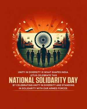 Illustration depicting Indian soldiers and the national flag, celebrating National Solidarity Day.