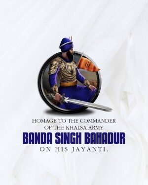 Portrait of Banda Singh Bahadur with text commemorating his birth anniversary