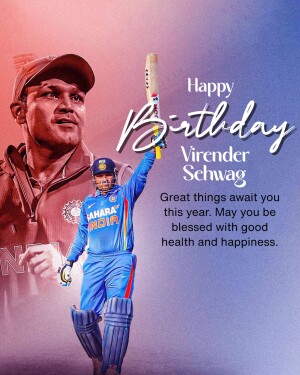 Birthday greeting for Indian cricketer Virender Sehwag