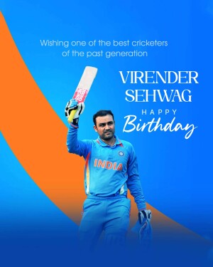 Virender Sehwag celebrating with a cricket bat