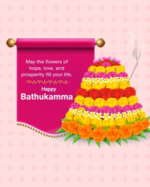 Bathukamma floral arrangement with scroll