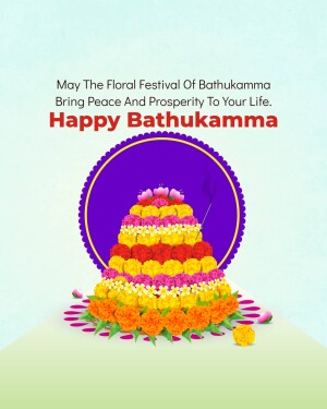 Bathukamma floral arrangement with festival greetings