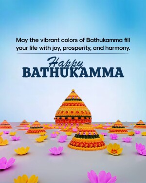 Bathukamma festival greeting with flower cone
