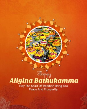 Bathukamma floral arrangements with festive greeting