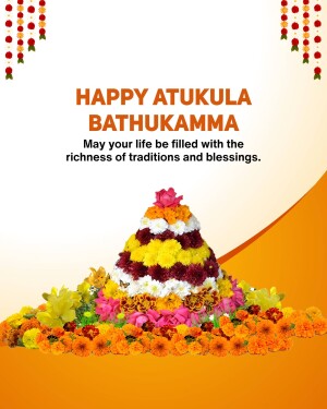 Bathukamma floral arrangement with festive decorations