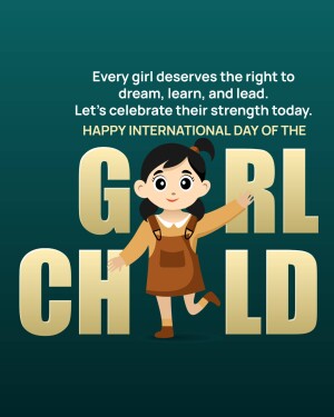 Illustration of a young girl with text celebrating International Day of the Girl Child