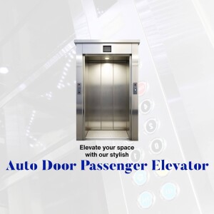 Modern stainless steel passenger elevator with illuminated buttons