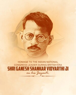 Portrait of Shri Ganesh Shankar Vidyarthi, an Indian nationalist leader